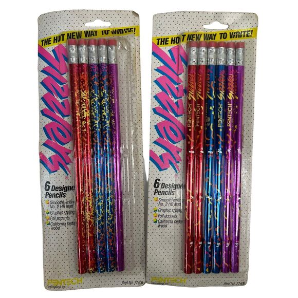 Vintage Pentech Sizzlers 1988 Pencils 1 Pack 6 1 Pack 5 Lot Of 2 No. 2 Foil - Picture 1 of 11